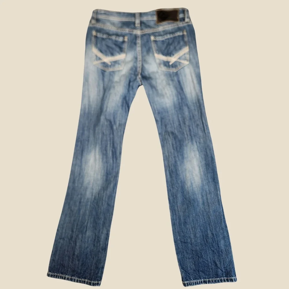 Rock and Roll Cowboy Pistol Straight Jeans Mens 33x36 Blue Excellent Regular Leg